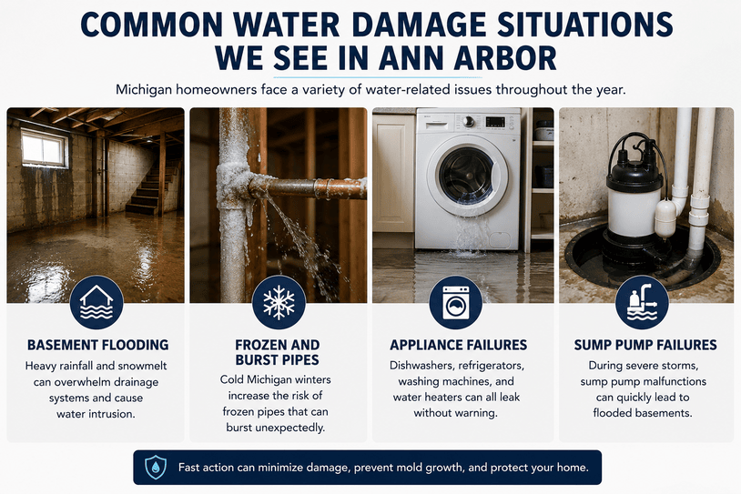 Common causes for water removal in Ann Arbor